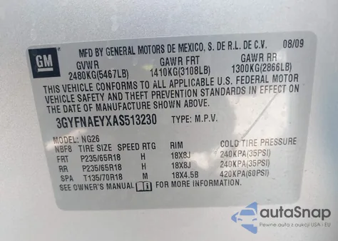 2010 Cadillac Srx Luxury Collection из США, поврежденный, VIN 3GYFNAEYXAS513230